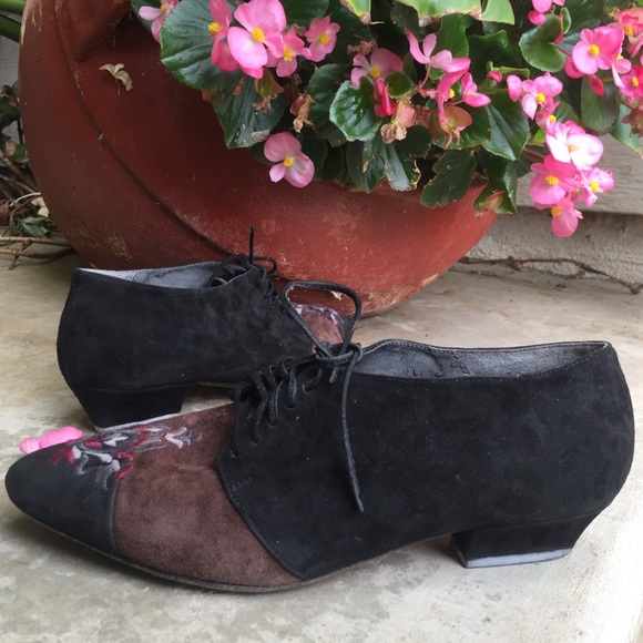 Vintage Italian Suede Lace Up Loafer size 37.5 - Picture 10 of 11